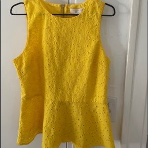 Yellow eyelet sleeveless Michael Kors blouse